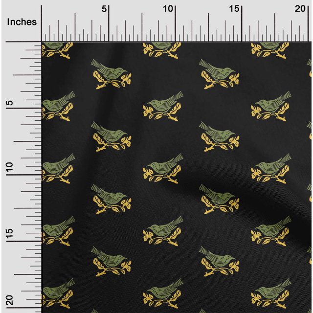 oneOone Viscose Jersey Fabric Branch & Bird Block Fabric Prints By Yard 60 Inch Wide