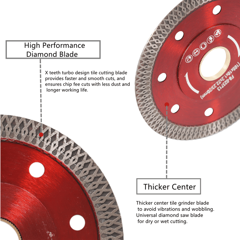 5Pcs Super Thin 4.5" Diamond Tile Blade Set - For Porcelain, Ceramic, Granite, Marble, Dry Or Wet Cutting