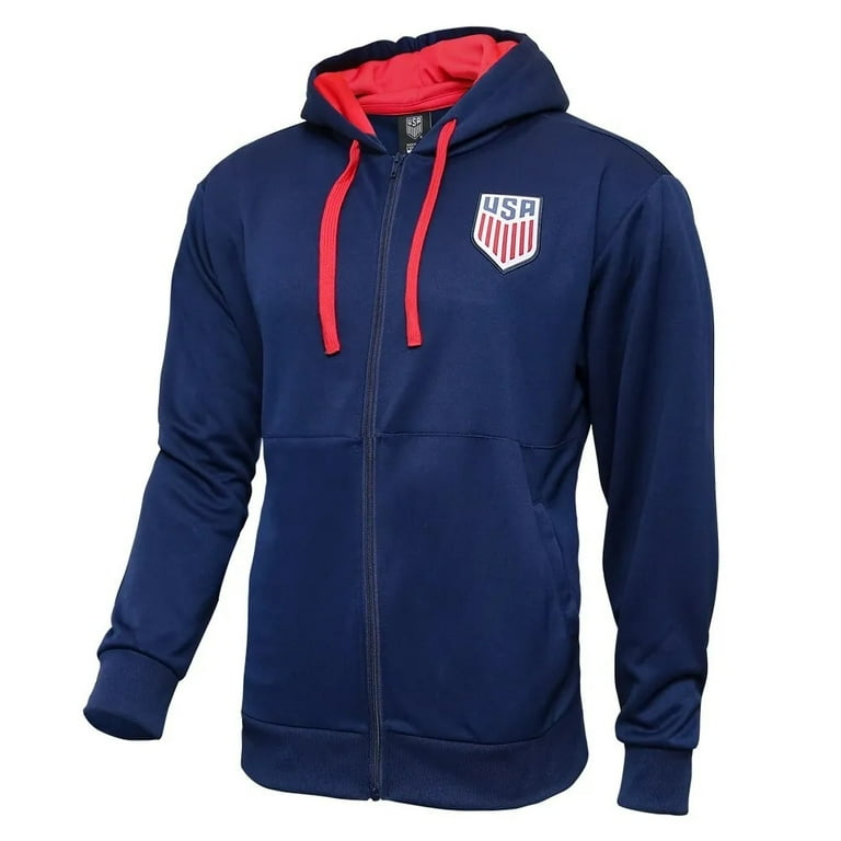 Icon Sports Men s USA Soccer National Team Full Zip Hoodie Sweatshirt in Navy XX Large Navy Red Walmart