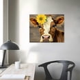 thumbnail image 3 of Nawypu Cow Pictures Wall Decor Country Farmhouse Canvas Wall Art Rustic Sunflower Bathroom Decor Framed Artwork Paintings for Wall Decorations for Bedroom Office Kitchen Living, 3 of 4