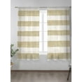 thumbnail image 2 of Brown Linen Stripes Sheer Curtains 72 inches Long, Vintage Country Farmhouse Light Filtering Sheer Window Curtains Rod Pocket Voile Drapes for Bedroom Living Room, 52"W x 72"L 2 Panels, 2 of 7