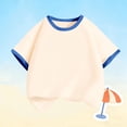 thumbnail image 3 of Blue Casual Tops for Children Boy Girl Fall Summer Short Sleeve Boat Neck Color Block Loose Fit Thin Tops Blouses Shirts Child 2026 Clothes Country Concert 3 Years, 3 of 5