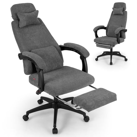 Gymax Reclining Home Office Chair Retractable Footrest High-Back Ergonomic Executive
