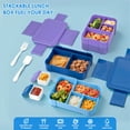 thumbnail image 2 of Lonian 2-Tier Stackable Bento Lunch Box Rectangle with 1 Fork, Spoon, Dressing Container, BPA-Free, Dishwasher Safe, Food-Safe Materials, Royal Blue, 2 of 8