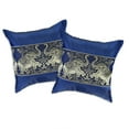 thumbnail image 1 of Blue Playful Elephant Pair Silk Throw Pillow Cushion Cover Set, 1 of 6