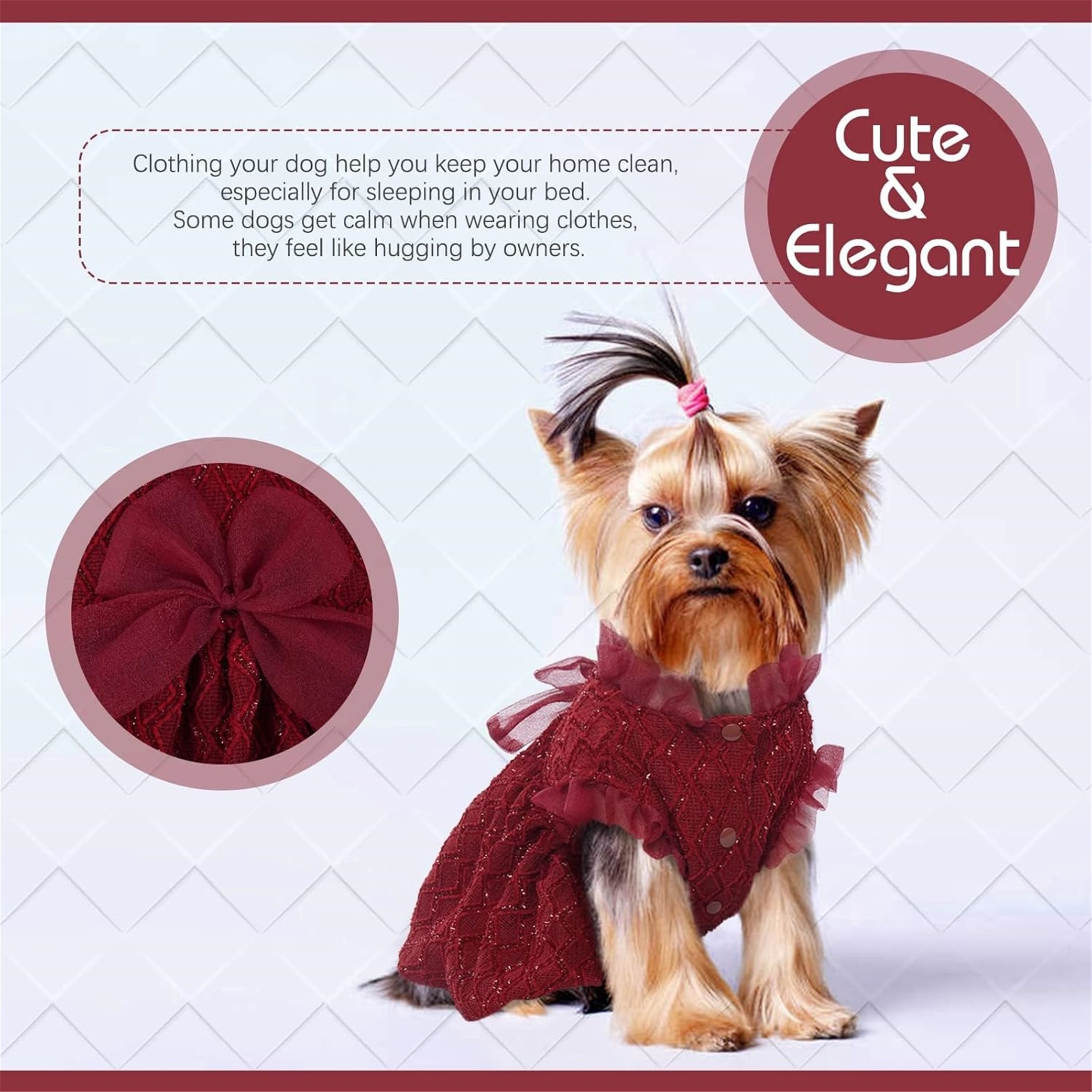 UOSIA Dog Dress, Cute Dog Dresses for Small Dogs Girl Elegant Puppy Tutu with Bow-Knot