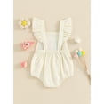 thumbnail image 3 of Argulvti Newborn Baby Girls Romper, Cotton Fly Sleeve Embroidery Letters Summer Bodysuit for Casual Daily, 3 of 7