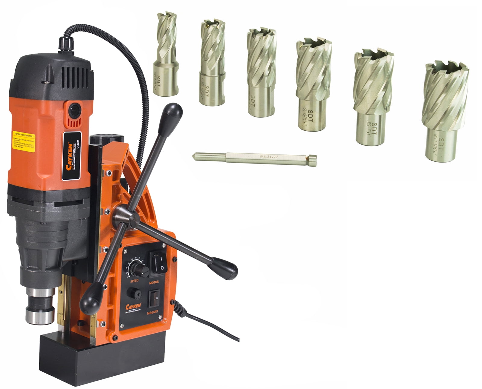 Cayken SCY-42HD 1.65" Magnetic Drill Press with 1700W Variable Speed Motor, Weldon Shank, 7... by
