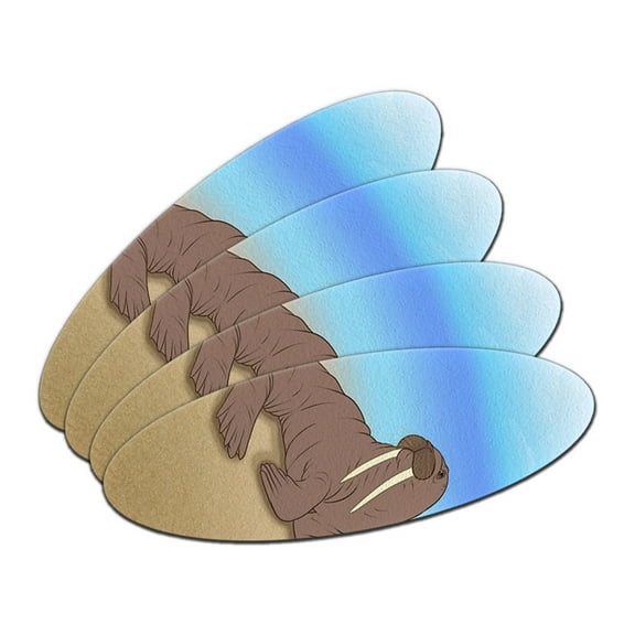 Walrus - Beach Animal Double-Sided Oval Nail File Emery Board Set 4 Pack