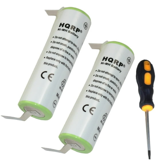 HQRP 2-Pack Batteries for Braun 6515 6520 type 5705, 6550 type 5704, 6525 type 5703, CruZer1 Model Z20, 2675 Type 5732 Razor / Shaver plus Screwdriver