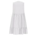 thumbnail image 5 of Quinlirra Womens Summer Dresses V-Neck Loose Solid Color Pleated Casual High Waisted Lace Sleeveless Dress White L, 5 of 6