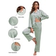 thumbnail image 4 of Silk Satin Pajamas for Women Set 2 Piece Silk Pjs Long Sleeve Top Cozy Sleepwear Silky Pajamas, 4 of 6