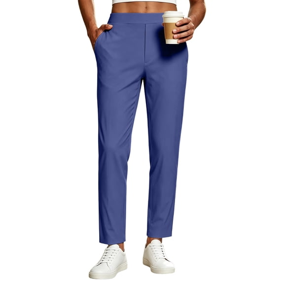 BUIGTTKLOP Women's Golf Pants with Pockets 7/8 Ankle Stretch Lightweight Sweatpants for Athletic Hiking Travel Work Lounge