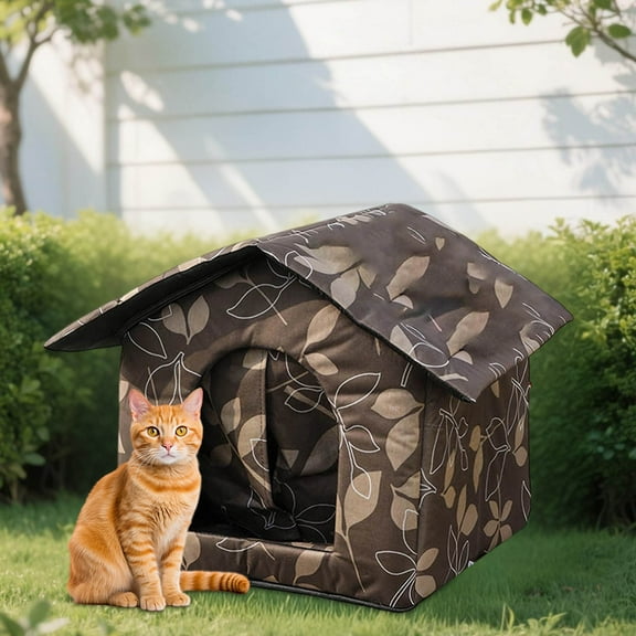 Winterproof Cat House Outdoor Waterproof Oxford Cloth Cat Cave with Zippered Cushion Portable Shelter House with Removable Cushion Outdoor Cat House for Cats and Small Pets Winter Protection