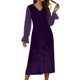 thumbnail image 1 of Vestido de Terciopelo Y Gasa Patchwork Mujeres Cuello en V Elegante Tejido Estirable para el Estilo Versátil, 1 of 9