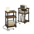 thumbnail image 2 of Furinno Just 3-Tier USB Type-C Charging Port End Table in Amber Pine Set of 2, 2 of 7