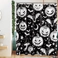 thumbnail image 3 of Halloween Shower Curtain, Halloween Pumpkins Black Bat Shower Curtains for Bathroom, 72 x 72 Inch, 3 of 6