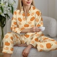 thumbnail image 6 of Lsque Autumn Leaves And Pumpkins Pattern Long Sleeve Pajama Set for Women - Soft 2-Piece Sleepwear and Loungewear Set with Pockets, Comfy Nightwear-Medium, 6 of 7