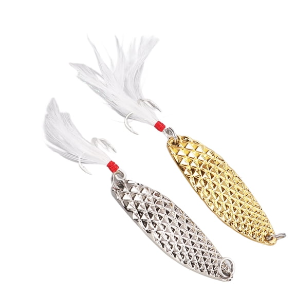 Riousery 10g Fishing Spoon Lures Leech Shape Sequin Hard Metal Spinner Baits for Freshwater Saltwater Trout Bass, 2 Packs (0.35 oz / 10g)