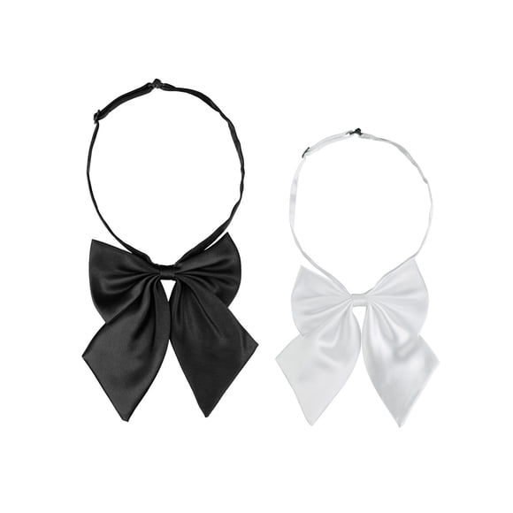 INSPIRAR CHIC Corbata de moño ajustable para mujeres, 2 piezas, negro y blanco, talla única