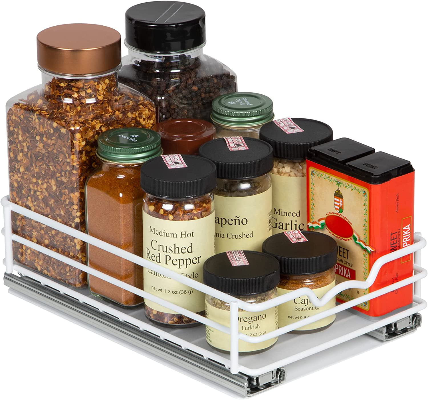  HOLDN' STORAGE Spice Rack Organizer for Cabinet, Heavy Duty -  Pull Out Spice Rack 5 Year Warranty- Spice Organization 8-1/2Wx10-3/8  Dx8-7/8 H - Spice Racks for Inside Cabinets & Pantry Closet. 