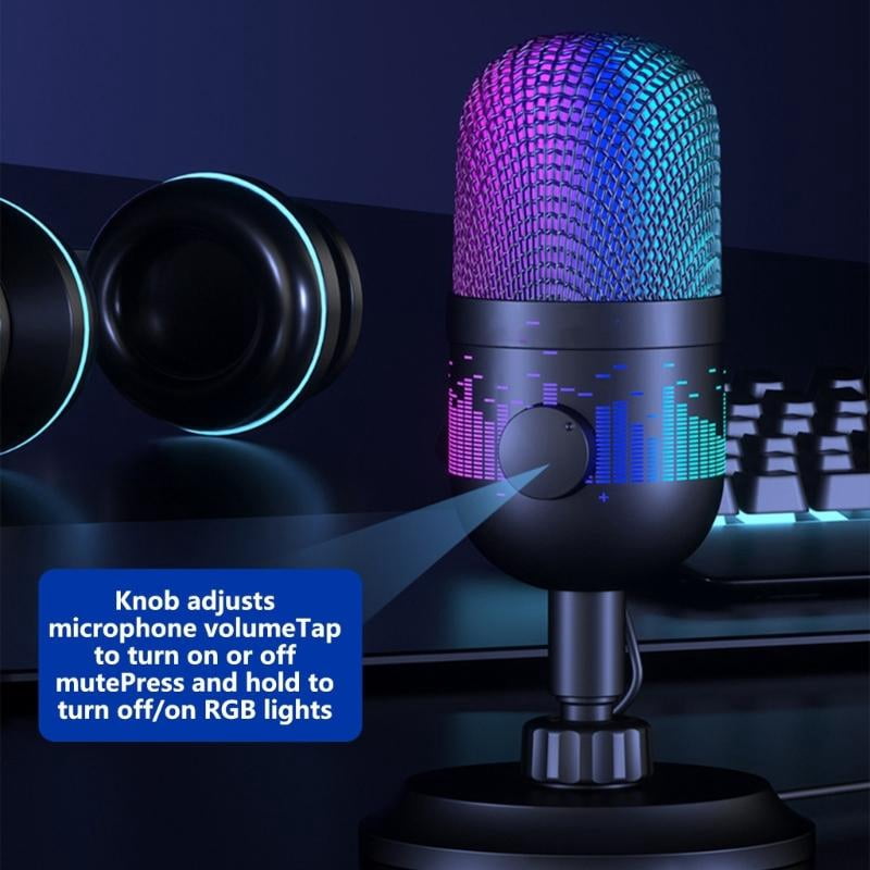 lanema LED Lighting USB Microphone for Gaming and Streaming Compatible for PC Computer Gaming Consoles Computers Accessories