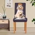 thumbnail image 4 of Yayeee 4 Pack Dining Chair Covers Stretch Parson Chairs Slipcovers Seat Protector, Yellow Halloween Dog, 4 of 6