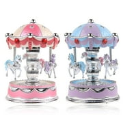 Vintage Horse Carousel Music Box Toy Light Clockwork Musical Birthday Gifts