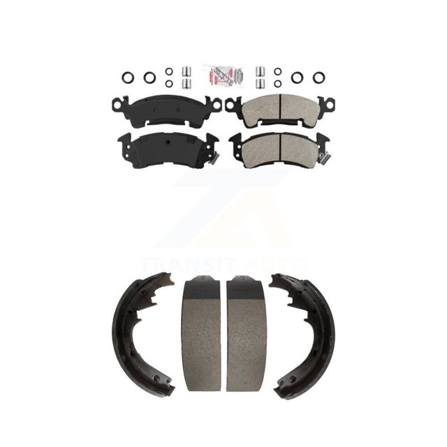 Transit Auto Front Rear Semi-Metallic Disc Brake Pads Kit for Car Chevrolet GMC C10 C1500 G20 G2500 K10 K1500 Cadillac R10 K2500 C2500 Jimmy R1500 G10 V10 Fleetwood Blazer G1500 V1500 K5 KNN-100245