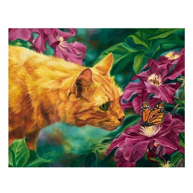 DIY gato y mariposa de cristal diamante pintura de de imitación manualidades cruzadas de puntada decoración del hogar Soledad Pintura Diamante Gato