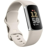 Restored Fitbit Charge 6 Fitness Tracker with Heart Rate, GPS, Premium Membership, Health Tools, Porcelain/Silver S & L Bands Included