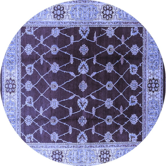 Ahgly Company Indoor Round Oriental Blue Traditional Area Rugs, 6' Round