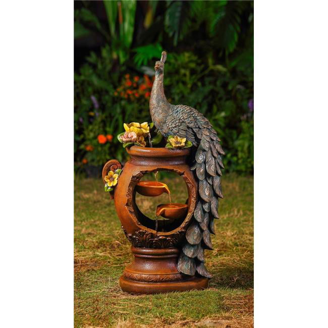 Resin Peacock Water Fountain With LED Light for sale online Jeco Inc 