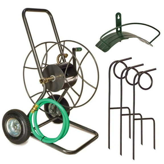 Yard Butler Ultimate Hose Management Bundle - Heavy Duty 2-Wheeled Hose Cart With 3 Hose Guides, and Garden Hose Holder - Garden Watering Kit Suitable For Gardens, Lawns and Outdoor