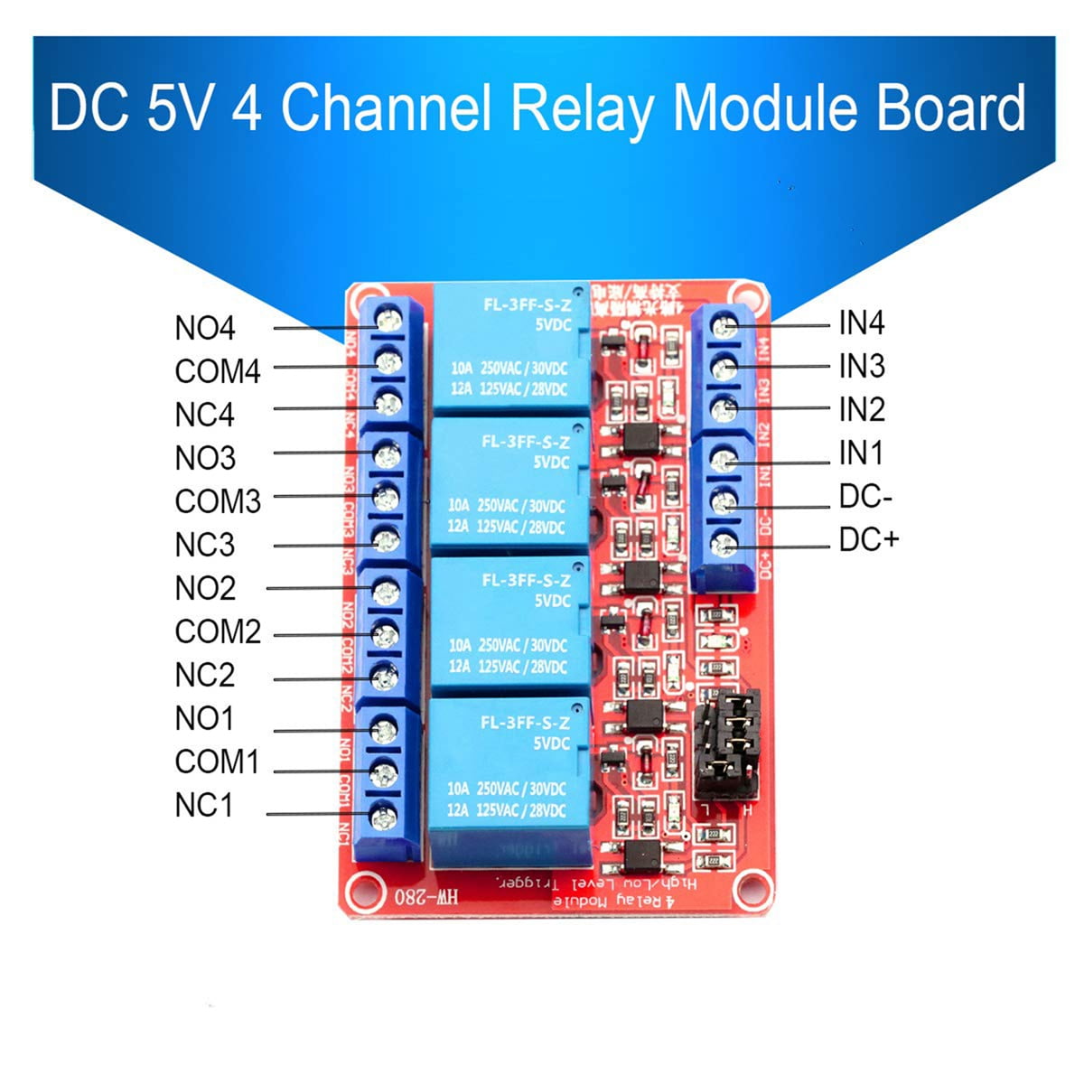 Opto Isolated Relay Board 4 Channel DC 5V Relay Module With Opto ...
