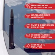 RECON - .50 Cal Bullet Style Truck/SUV Aluminum Antenna 5 - Black (Fits OEM Factory Threaded Antennas)