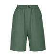 thumbnail image 5 of Green Linen Pants Women Cotton Linen Shorts for Women Loose Fit Knee Length Shorts Casual Wide Leg Elastic Waist Workout Shorts Pants for Women, 5 of 6