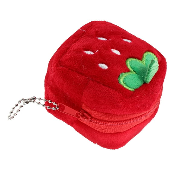 FRCOLOR Kawaii Strawberry Purse Plush Wallet Adorable Purse Cute Pouch For Girls Change Purse With Zipper Portable Mini Strawberry Wallet