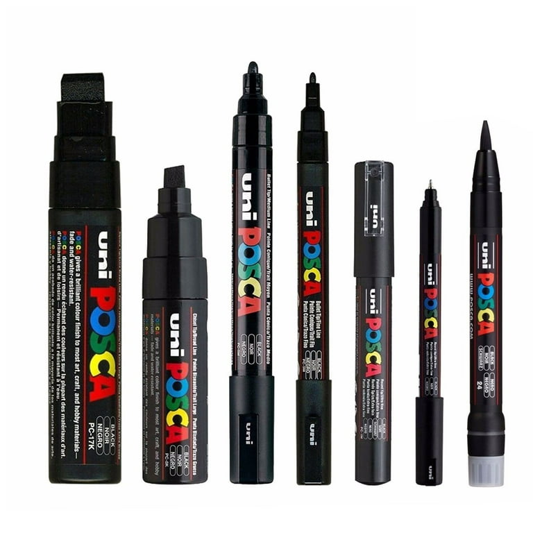 Posca PC-1M Paint Art Marker Pens - Fabric Glass Metal Pen - Set of Black +  White (1 of Each)