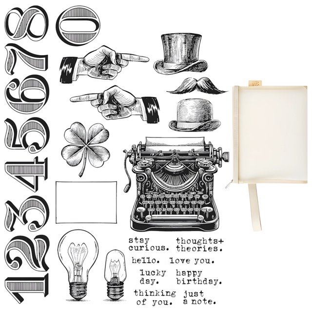 Juego de Sellos Transparentes Bottlepic con Escritura Vintage 20 Sellos de PVC con Bolsa de Almacenamiento de Malla Tamaño A5