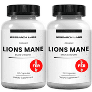 Research Labs Organic Lions Mane Supplement Capsules, 2 Fer 1 Ad - 240 Capsules w/Patent Litropane Immune System Booster Nootropic Brain Support Mushroom Supplement. 10X Extract comparable 18000mg