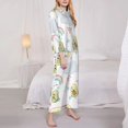 thumbnail image 4 of Kll Green Blue Avocado Print Women'S Long Sleeve Pajamas With Pants Sleepwear Loungewear 2 Set-Small, 4 of 9