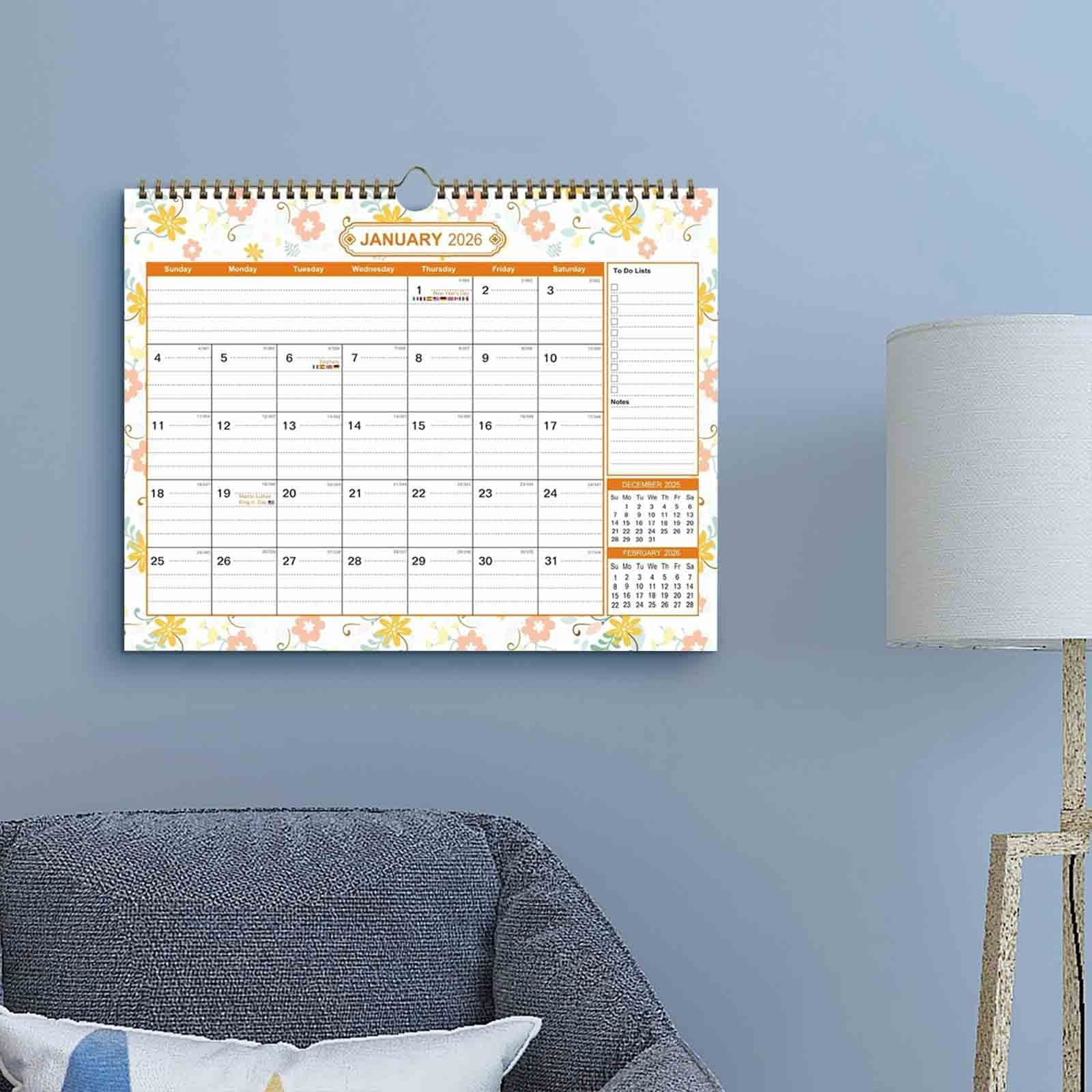 2026-2027Calendar, 18 Month Wall Calendar 2026-2027 Hanging Spiral Bound Magnetic Fridge Desk Calendars 15" x 12", Jul 2026 - Dec 2027