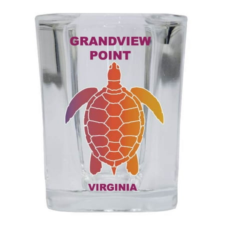 Grandview Square - GRANDVIEW POINT Square Shot Glass Rainbow Turtle Design