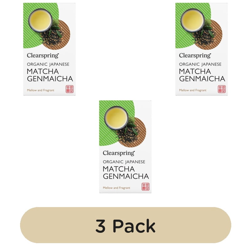Clearspring Organic Japanese Matcha Genmaicha Green Tea Teabags 20's, British Import (Pack of 3)