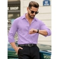 thumbnail image 2 of OALUXE Mens Dress Shirts Formal Long Sleeve Button Down Business Solid Shirt, 2 of 7