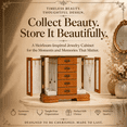 thumbnail image 5 of Stufurhome Wooden Jewelry Box with Mirror, 12 Hooks and Velvet Lining for Women - Brown, 5 of 11