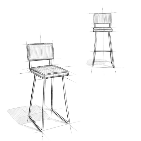 Simpli Home - Dillon Metal / Foam / Plywood / Corduroy / Batting Barstool - Navy Blue