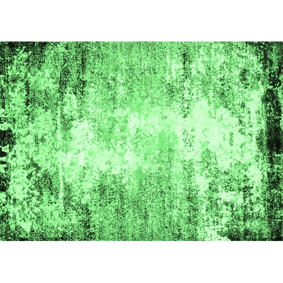 Ahgly Company Indoor Rectangle Oriental Emerald Green Industrial Area Rugs, 7' x 10'