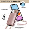 thumbnail image 4 of Crossbody Strap Wallet Case for iPhone 11 with Wrist Strap, 360° Rotating Ring Kickstand & Card Holder PU Leather Purse Magnetic Snap Zipper Case Cover for iPhone 11, Rosegold, 4 of 9